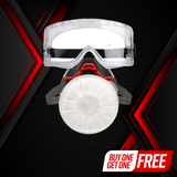 T-90 Half Face Respirator & C-10 Goggles - Organic Vapor Filter Gas Mask - Quick Release Headband & Easy Snap on Filter