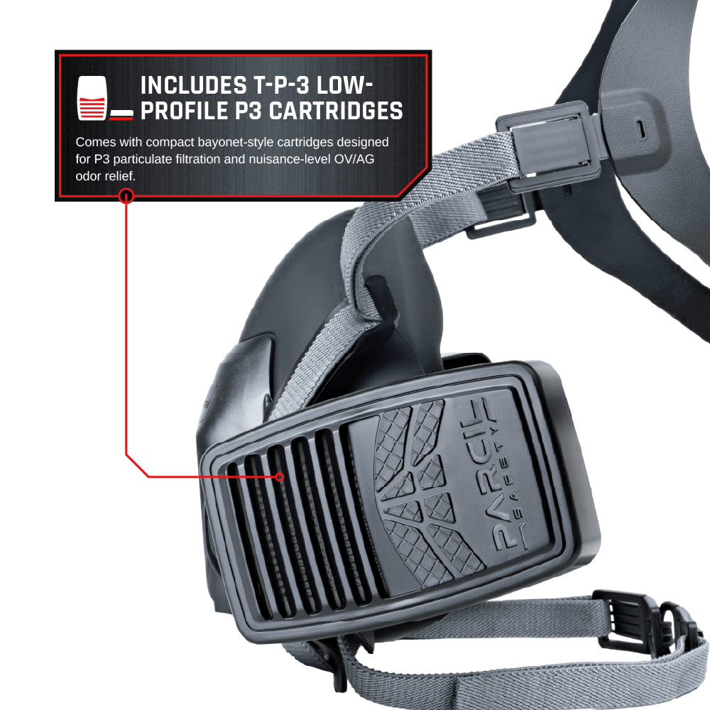 T-99 Sentinel Tactical Half Face Respirator with T-P-3 Low-Profile Cartridges - Parcil SafetyParcil Safety
