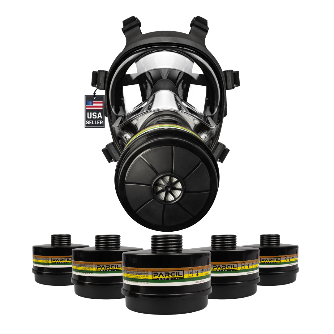 Load image into Gallery viewer, 5 DefensePro N-B-1 Filter Canisters - FREE NB-100V Dual Voice Amplifier Tactical Gas Mask!